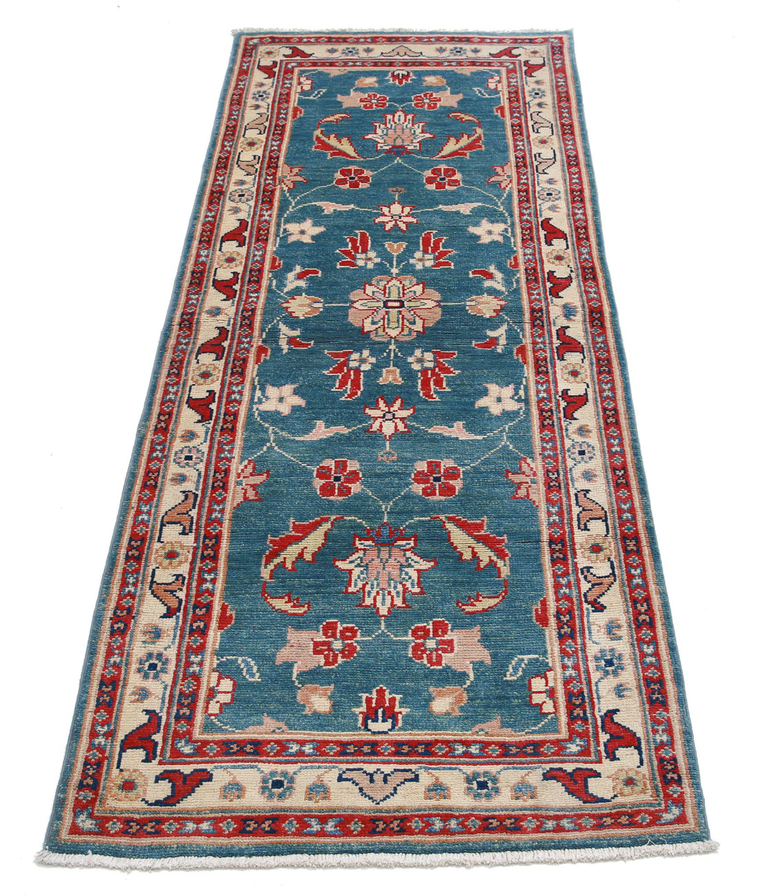 Ziegler 2'6'' X 6'5'' Hand-Knotted Wool Rug 2'6'' x 6'5'' (75 X 193) / Blue / Ivory