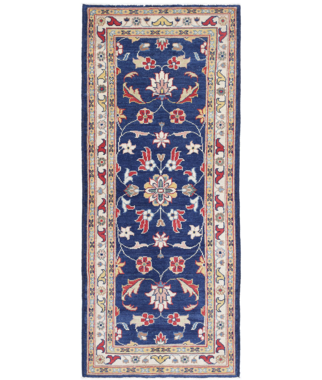 Ziegler 2'6'' X 6'5'' Hand-Knotted Wool Rug 2'6'' x 6'5'' (75 X 193) / Blue / Ivory