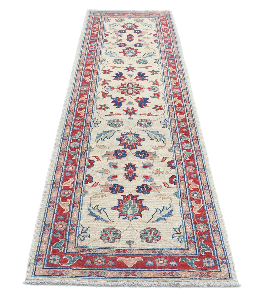 Ziegler 2'6'' X 9'11'' Hand-Knotted Wool Rug 2'6'' x 9'11'' (75 X 298) / Ivory / Red