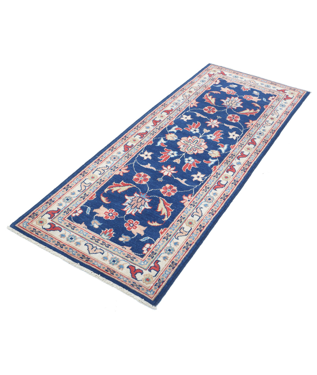 Ziegler 2'5'' X 6'3'' Hand-Knotted Wool Rug 2'5'' x 6'3'' (73 X 188) / Blue / Ivory