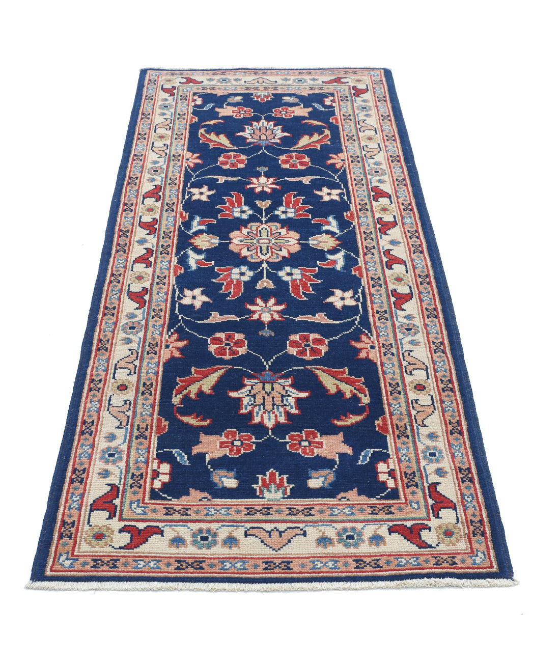 Ziegler 2'5'' X 6'3'' Hand-Knotted Wool Rug 2'5'' x 6'3'' (73 X 188) / Blue / Ivory