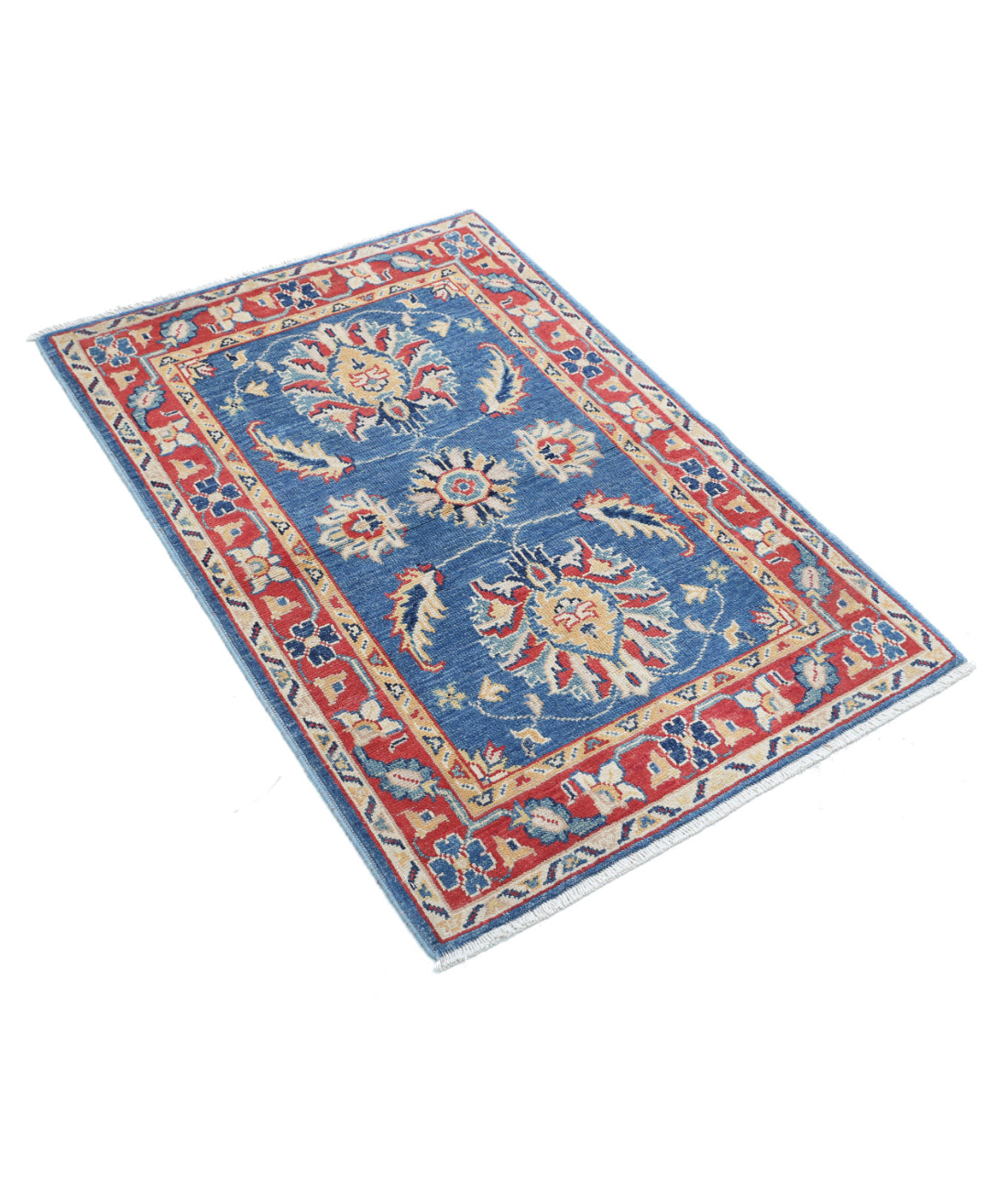 Ziegler 2'8'' X 4'0'' Hand-Knotted Wool Rug 2'8'' x 4'0'' (80 X 120) / Blue / Red