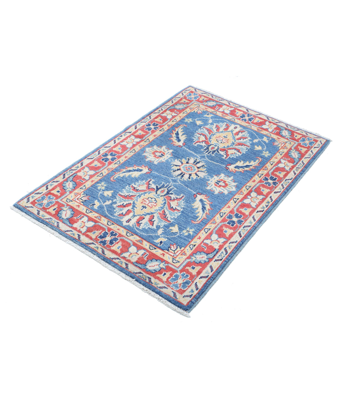 Ziegler 2'8'' X 4'0'' Hand-Knotted Wool Rug 2'8'' x 4'0'' (80 X 120) / Blue / Red