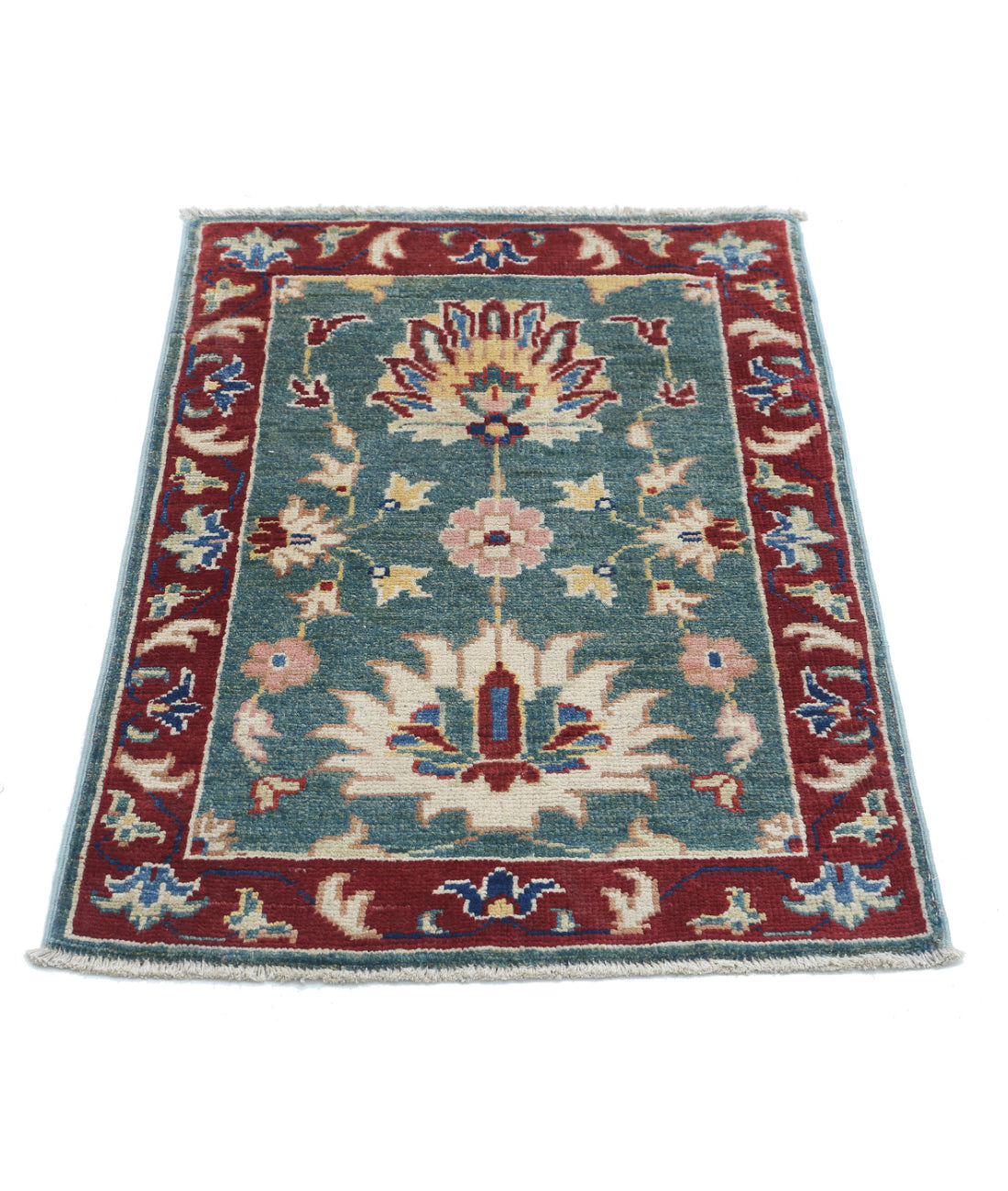 Ziegler 2'1'' X 2'11'' Hand-Knotted Wool Rug 2'1'' x 2'11'' (63 X 88) / Green / Red