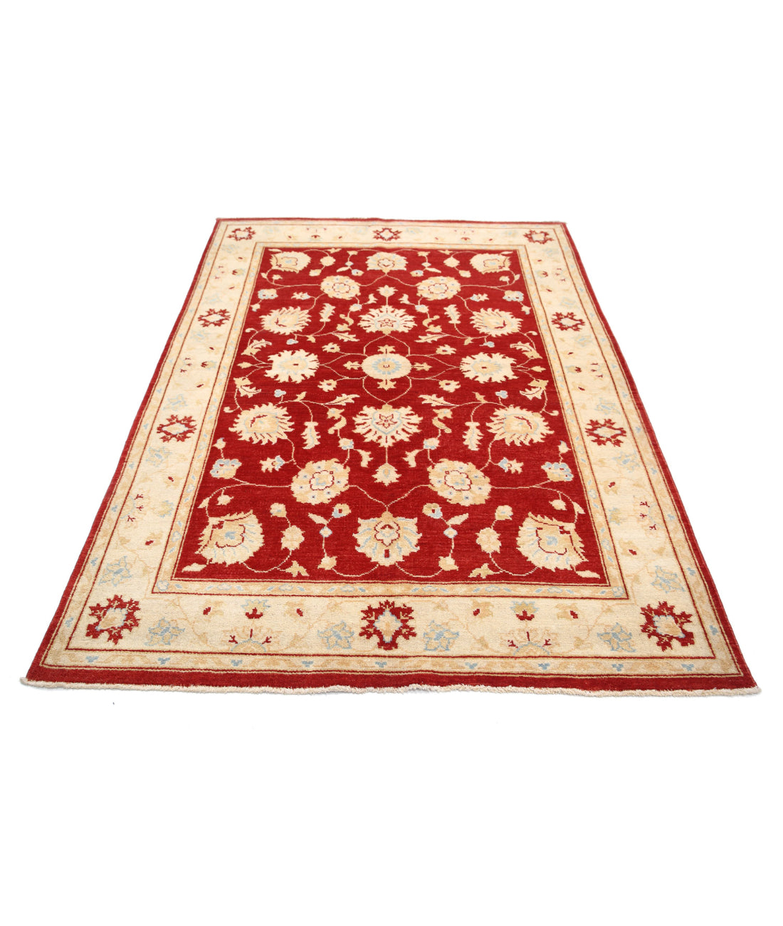 Ziegler 4'11'' X 7'1'' Hand-Knotted Wool Rug 4'11'' x 7'1'' (148 X 213) / Red / Ivory