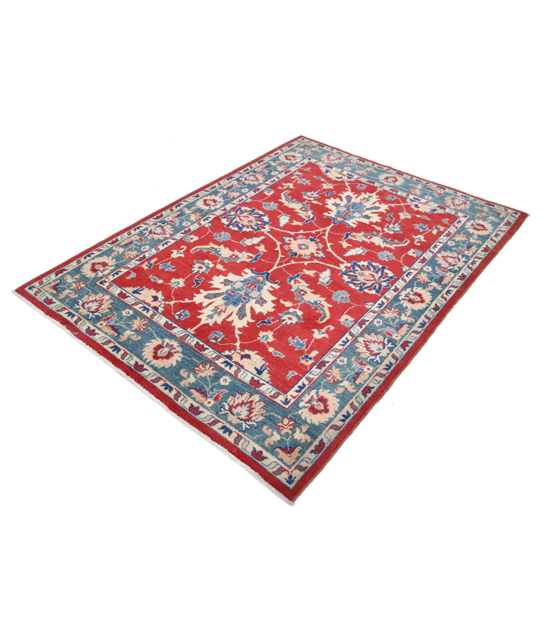 Ziegler 4'9'' X 6'6'' Hand-Knotted Wool Rug 4'9'' x 6'6'' (143 X 195) / Red / Blue