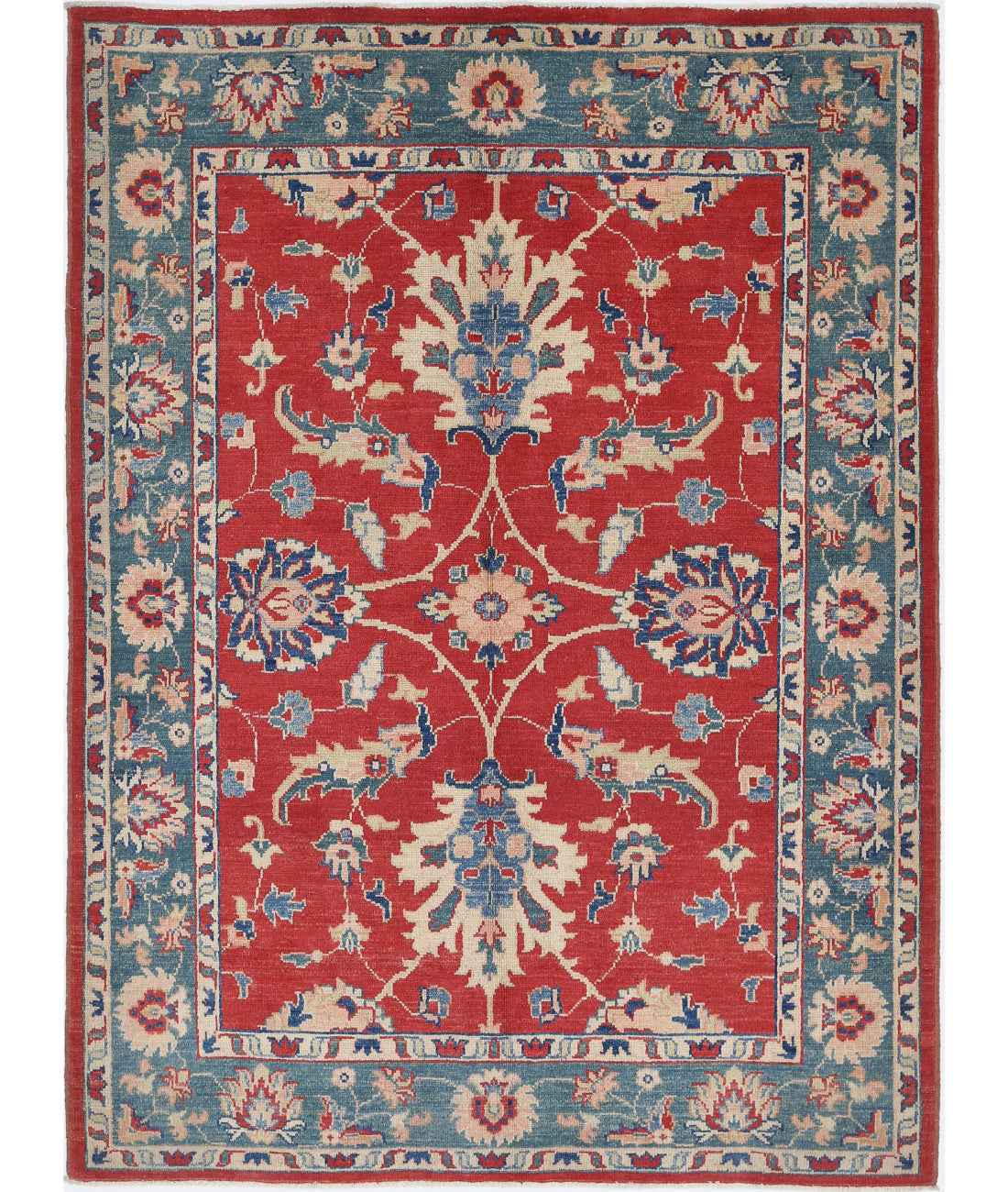 Ziegler 4'9'' X 6'6'' Hand-Knotted Wool Rug 4'9'' x 6'6'' (143 X 195) / Red / Blue