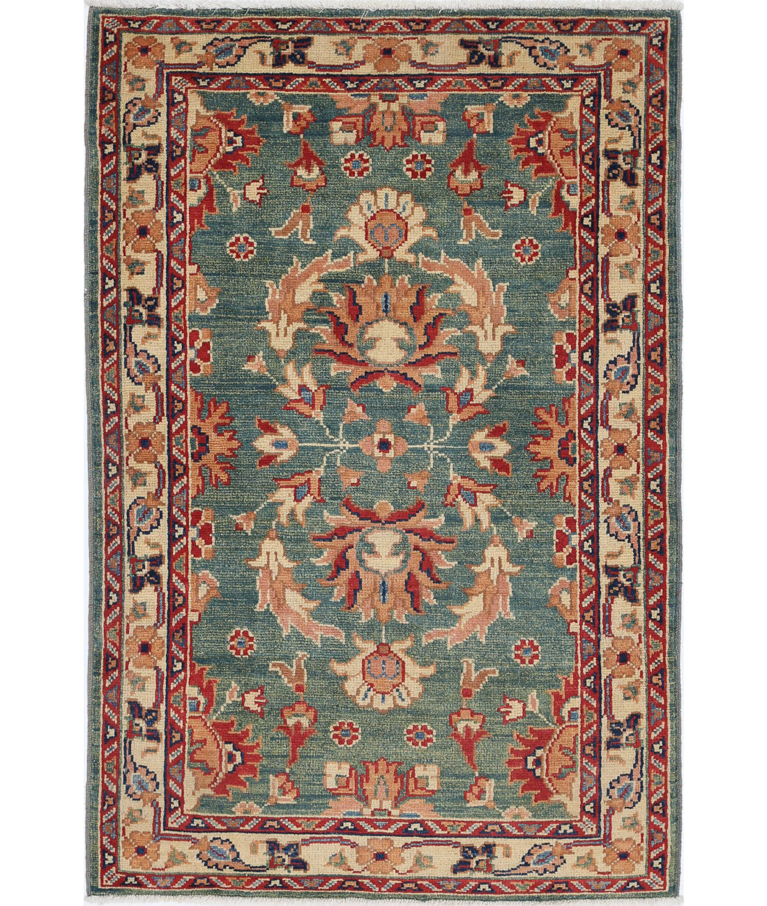 Ziegler 3'0'' X 4'8'' Hand-Knotted Wool Rug 3'0'' x 4'8'' (90 X 140) / Green / N/A