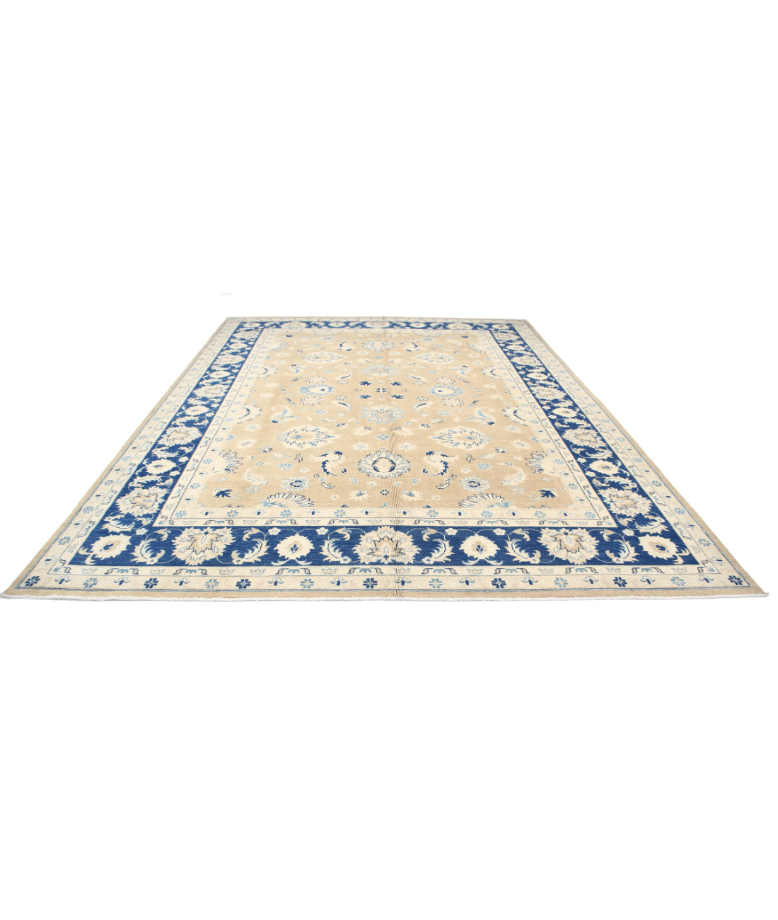 Ziegler 10'0'' X 13'2'' Hand-Knotted Wool Rug 10'0'' x 13'2'' (300 X 395) / Taupe / Blue