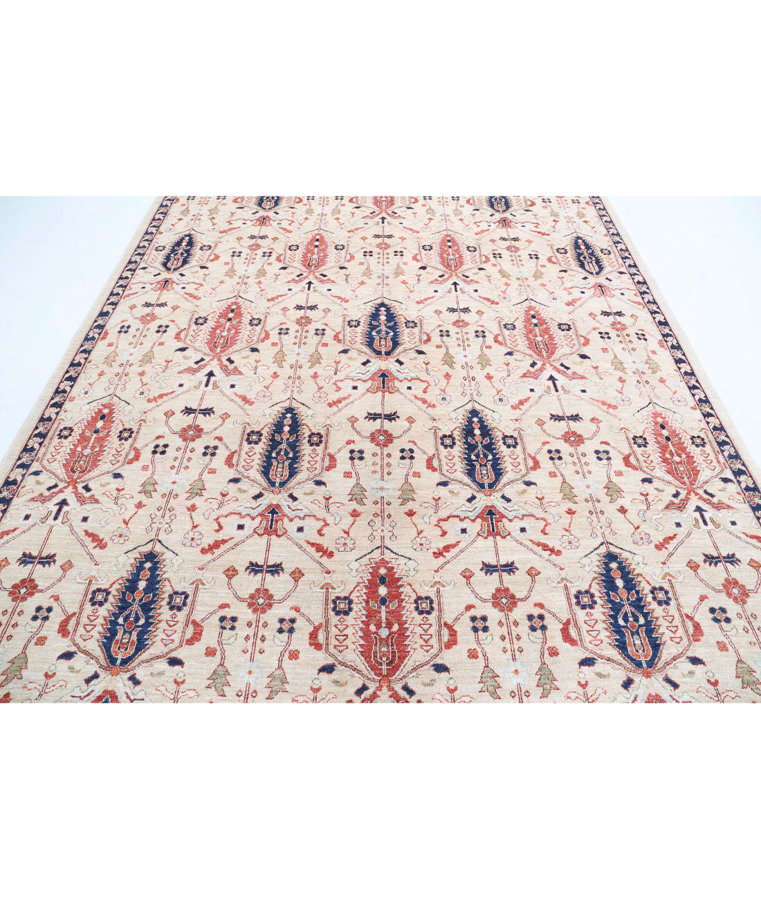 Bakshaish 8'1'' X 9'11'' Hand-Knotted Wool Rug 8'1'' x 9'11'' (243 X 298) / Ivory / Blue