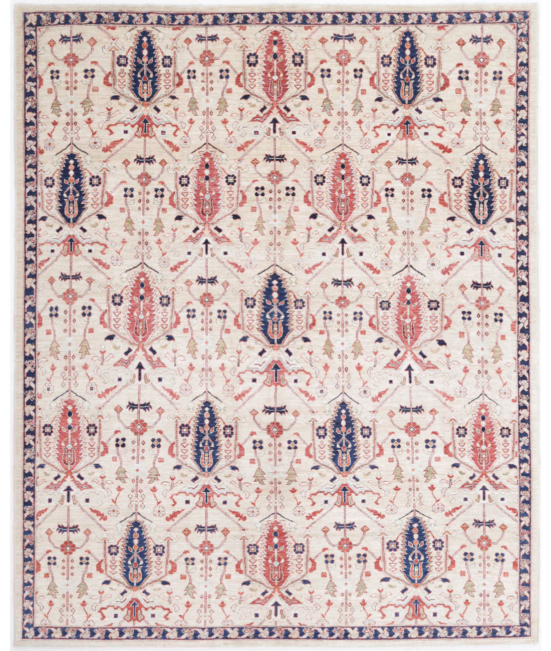 Bakshaish 8'1'' X 9'11'' Hand-Knotted Wool Rug 8'1'' x 9'11'' (243 X 298) / Ivory / Blue