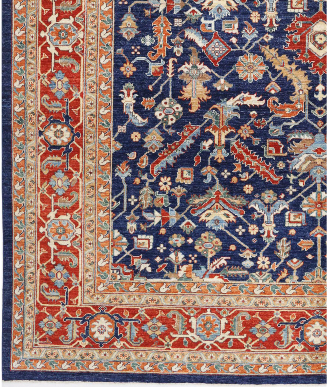 Heriz 9'11'' X 13'11'' Hand-Knotted Wool Rug 9'11'' x 13'11'' (298 X 418) / Blue / Red