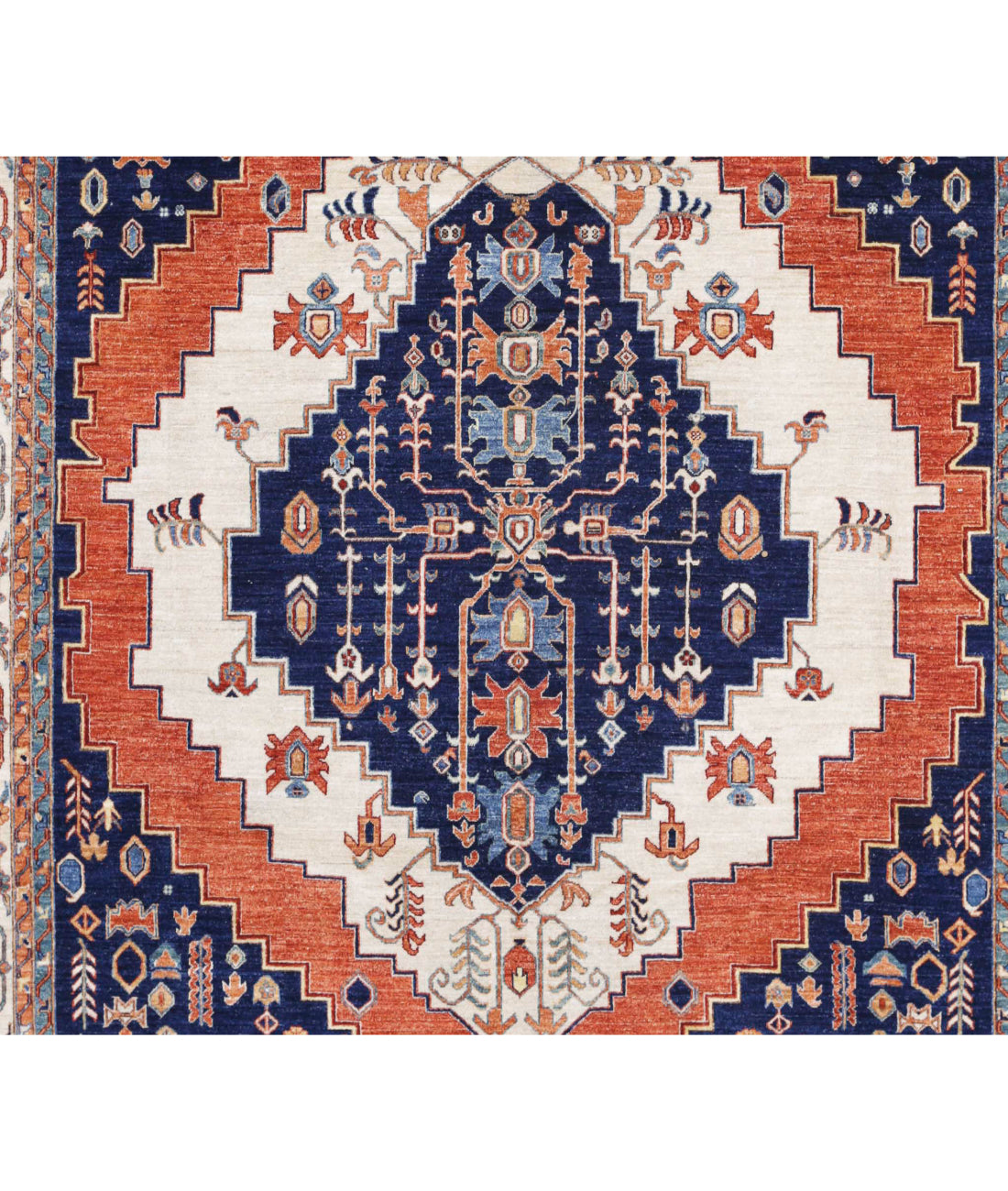 Heriz 8'9'' X 11'8'' Hand-Knotted Wool Rug 8'9'' x 11'8'' (263 X 350) / Blue / Ivory