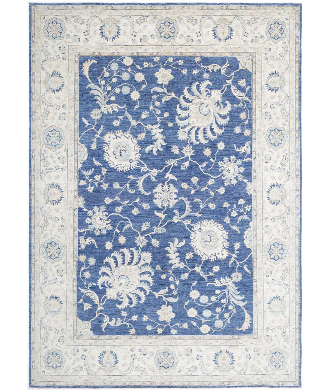 Ziegler 8'11'' X 12'6'' Hand-Knotted Wool Rug 8'11'' x 12'6'' (268 X 375) / Blue / Ivory