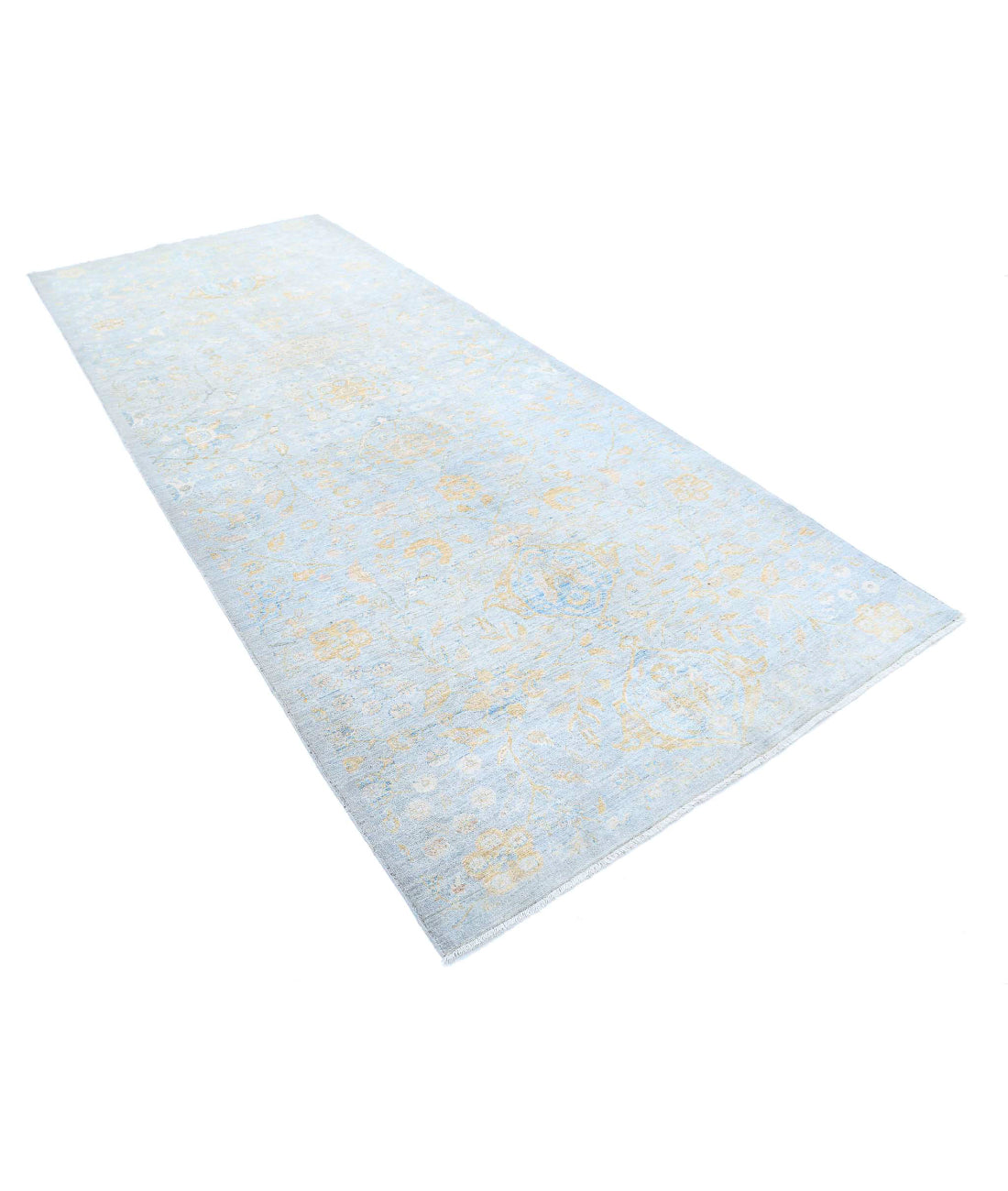 Ziegler 5'0'' X 11'9'' Hand-Knotted Wool Rug 5'0'' x 11'9'' (150 X 353) / Blue / Gold