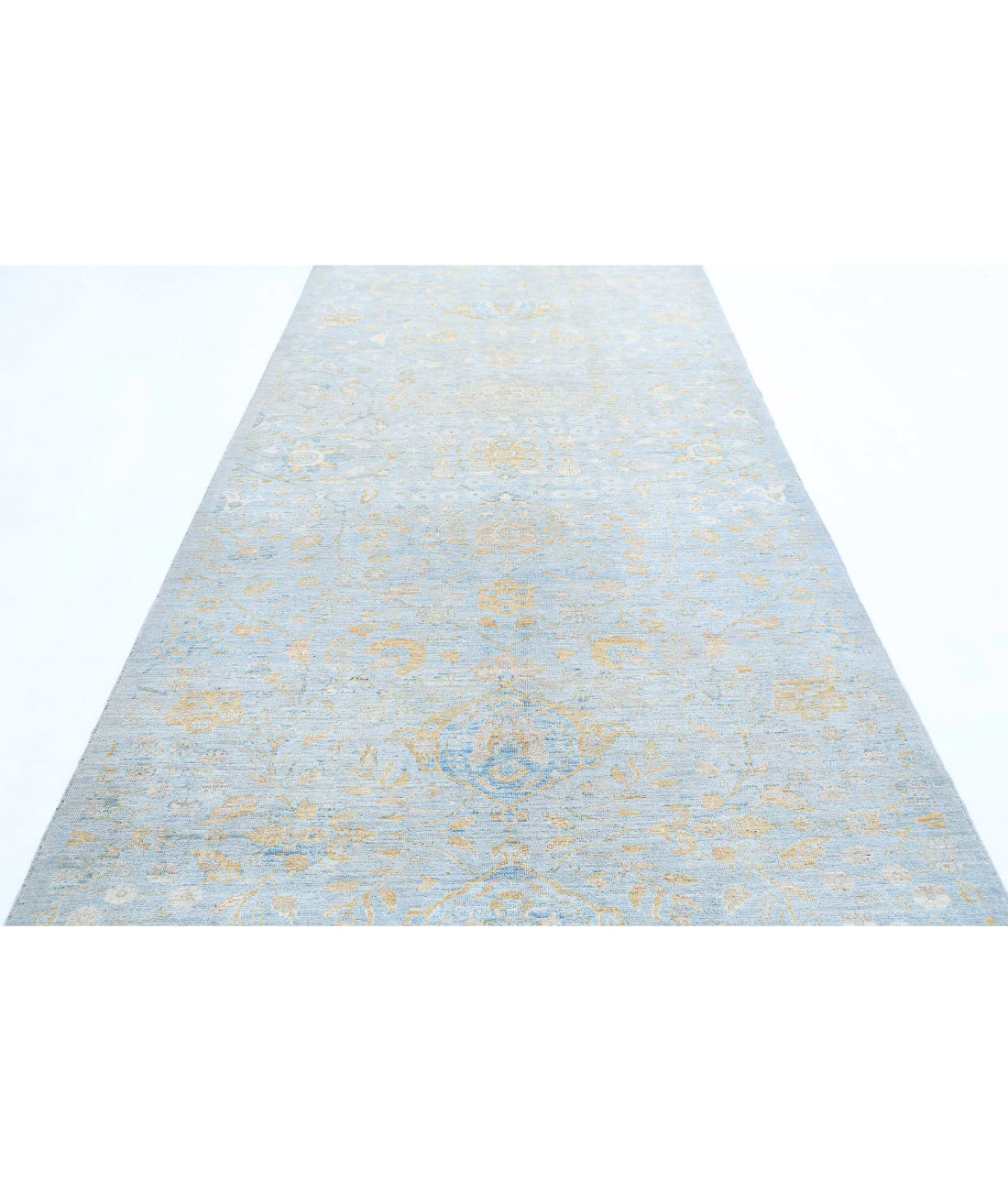 Ziegler 5'0'' X 11'9'' Hand-Knotted Wool Rug 5'0'' x 11'9'' (150 X 353) / Blue / Gold