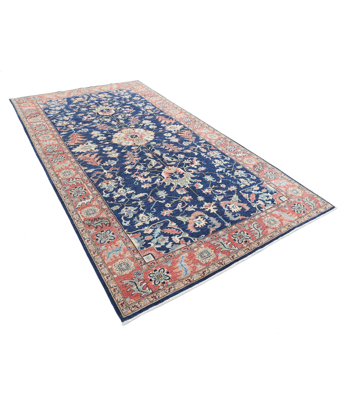 Ziegler 6'3'' X 11'6'' Hand-Knotted Wool Rug 6'3'' x 11'6'' (188 X 345) / Blue / Rust