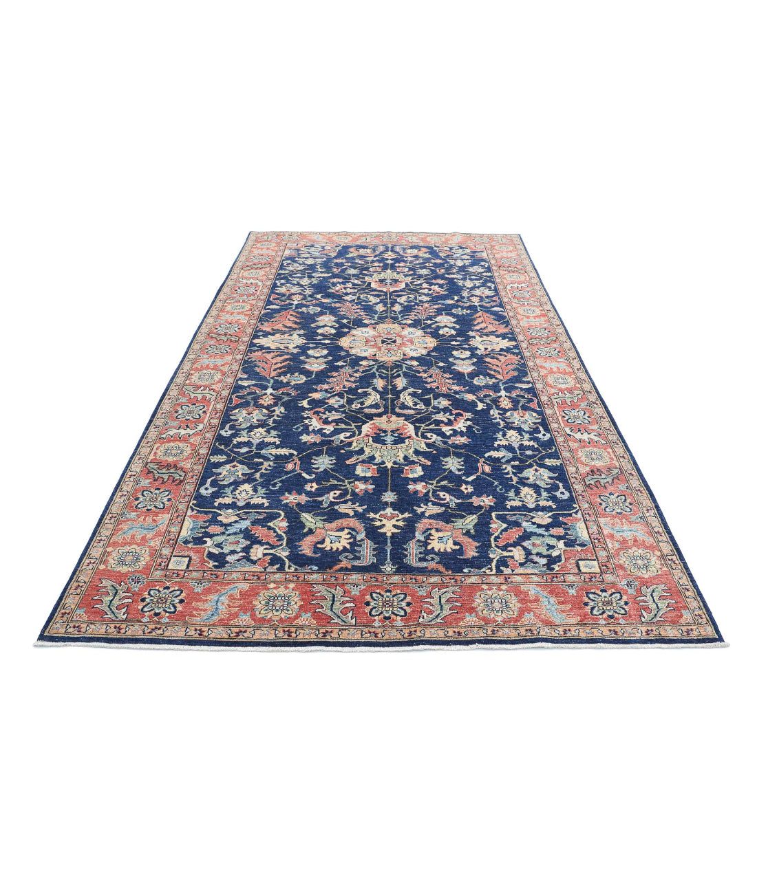 Ziegler 6'3'' X 11'6'' Hand-Knotted Wool Rug 6'3'' x 11'6'' (188 X 345) / Blue / Rust