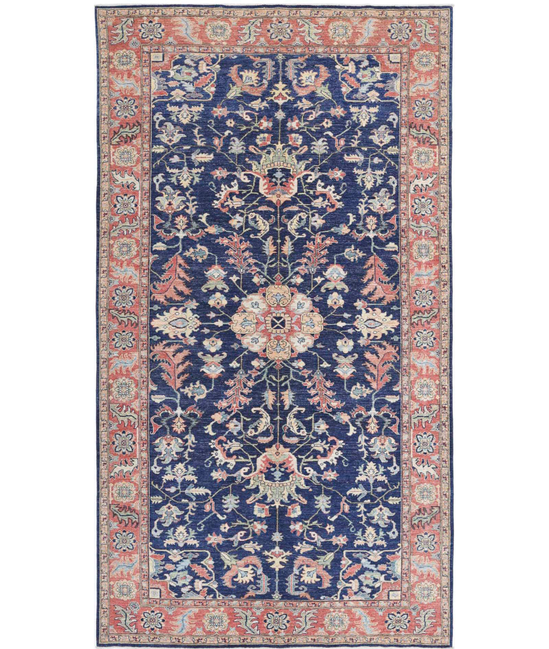 Ziegler 6'3'' X 11'6'' Hand-Knotted Wool Rug 6'3'' x 11'6'' (188 X 345) / Blue / Rust
