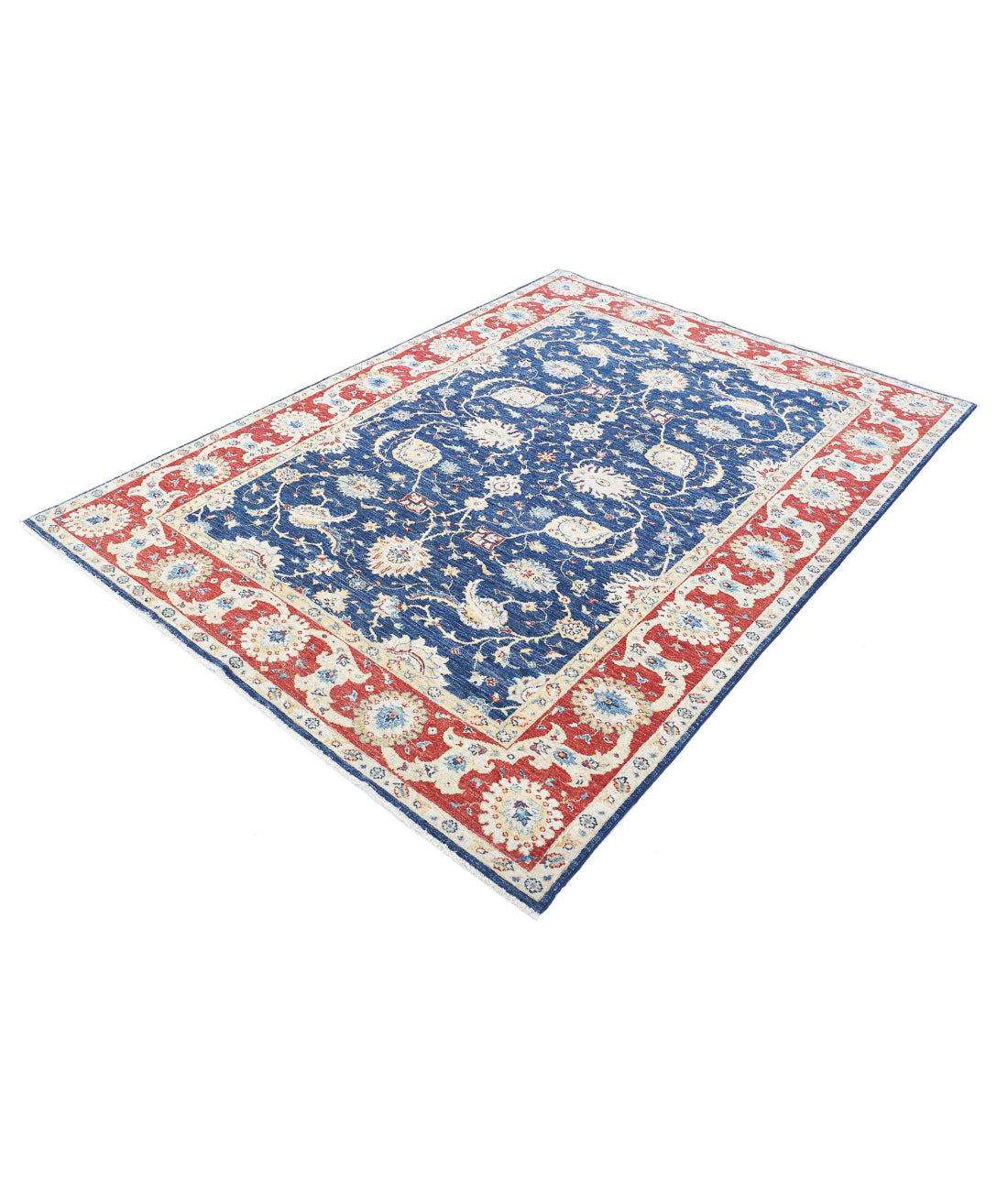 Ziegler 5'6'' X 7'6'' Hand-Knotted Wool Rug 5'6'' x 7'6'' (165 X 225) / Blue / Red