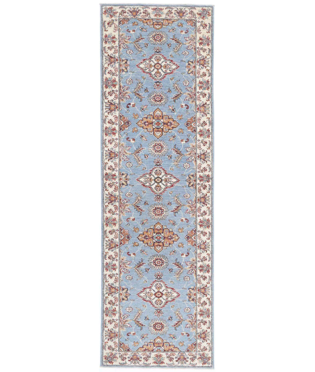 Ziegler 2'7'' X 9'7'' Hand-Knotted Wool Rug 2'7'' x 9'7'' (78 X 288) / Blue / Ivory