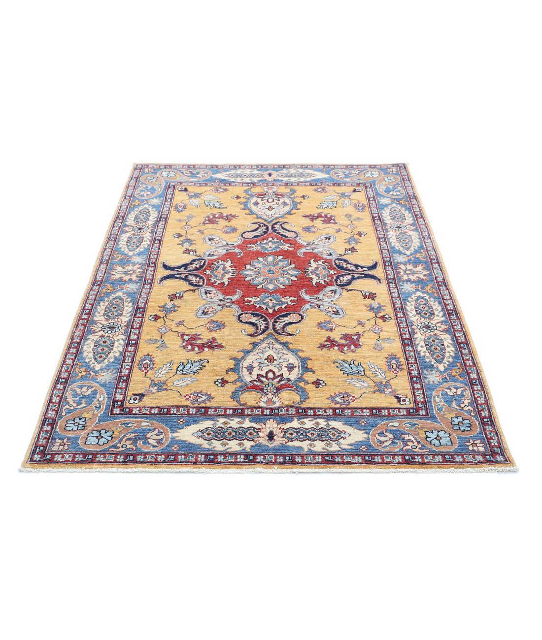 Ziegler 4'0'' X 5'10'' Hand-Knotted Wool Rug 4'0'' x 5'10'' (120 X 175) / Gold / Blue