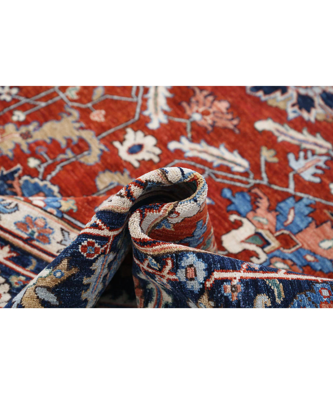 Heriz 8'0'' X 9'7'' Hand-Knotted Wool Rug 8'0'' x 9'7'' (240 X 288) / Rust / Blue