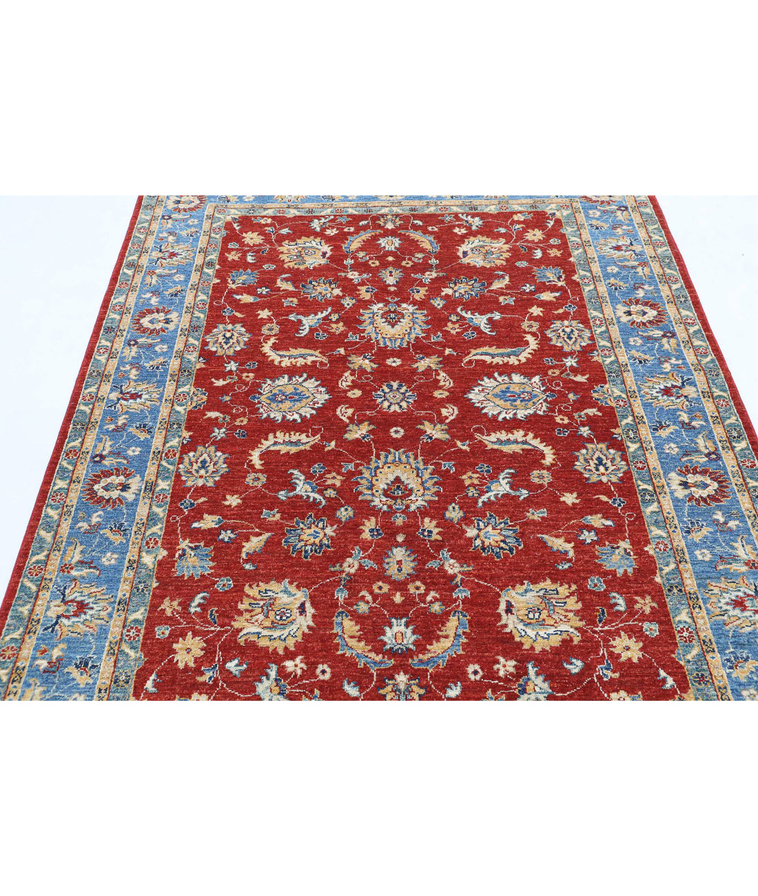 Ziegler 5'0'' X 6'7'' Hand-Knotted Wool Rug 5'0'' x 6'7'' (150 X 198) / Red / Blue