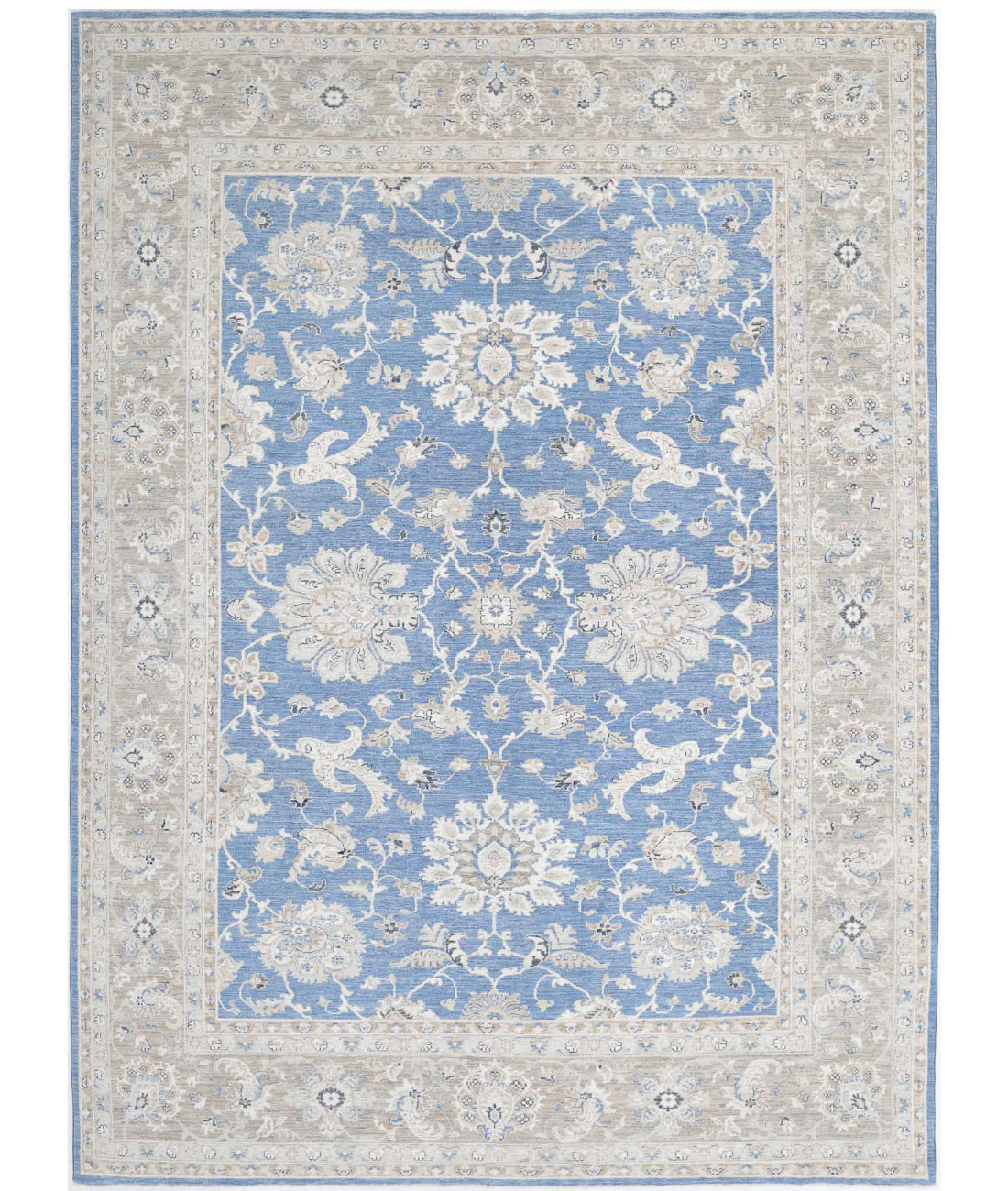 Ziegler 8'8'' X 11'8'' Hand-Knotted Wool Rug 8'8'' x 11'8'' (260 X 350) / Blue / Taupe
