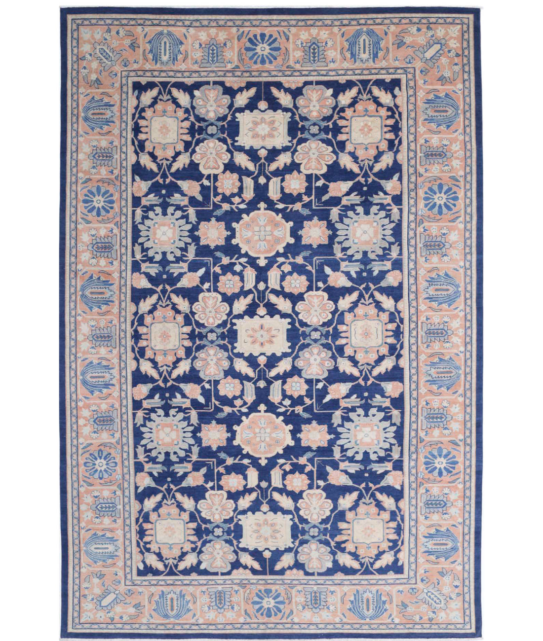 Ziegler 10'9'' X 16'7'' Hand-Knotted Wool Rug 10'9'' x 16'7'' (323 X 498) / Blue / Rust