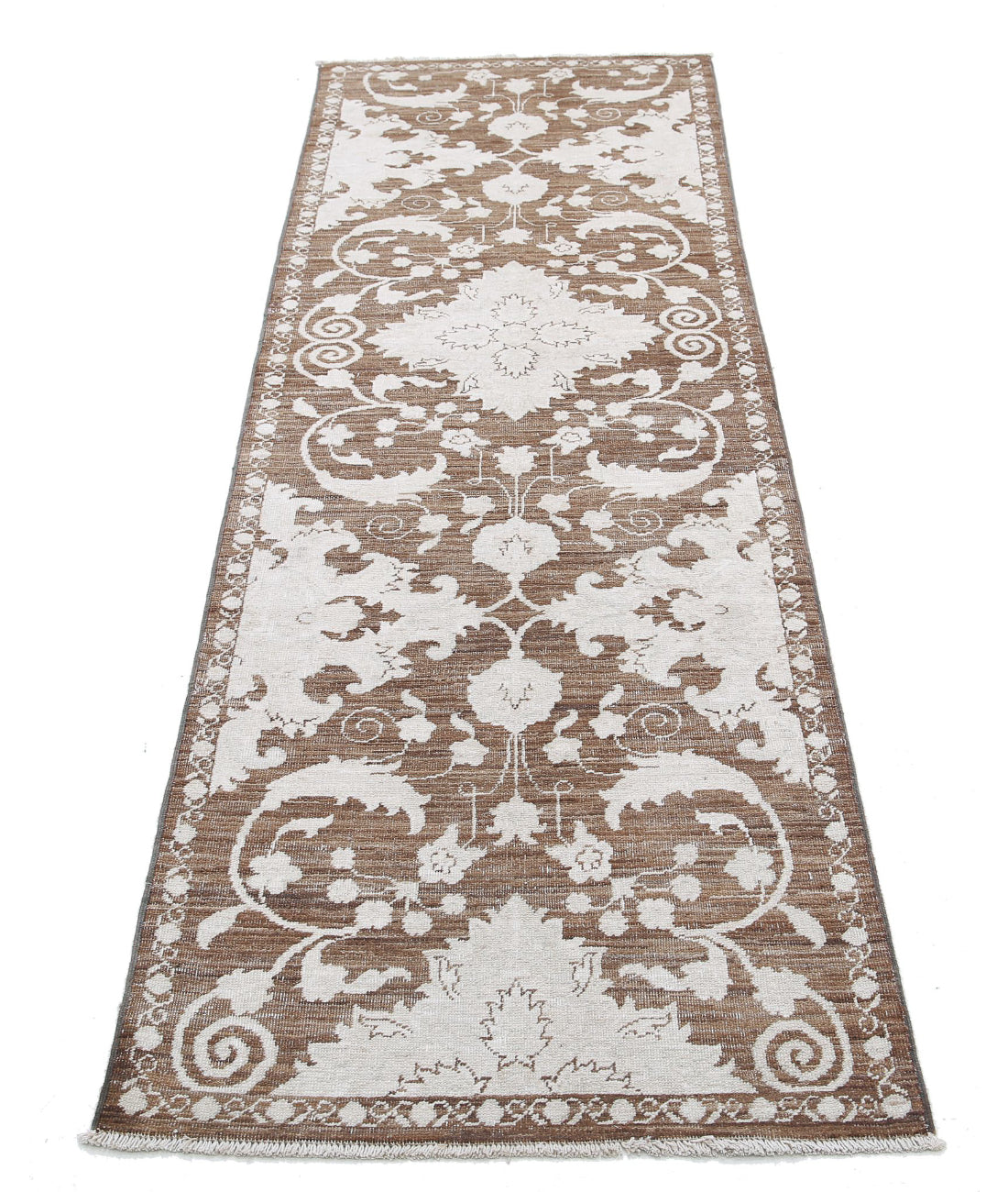 Ziegler 2'5'' X 7'10'' Hand-Knotted Wool Rug 2'5'' x 7'10'' (73 X 235) / Brown / Ivory