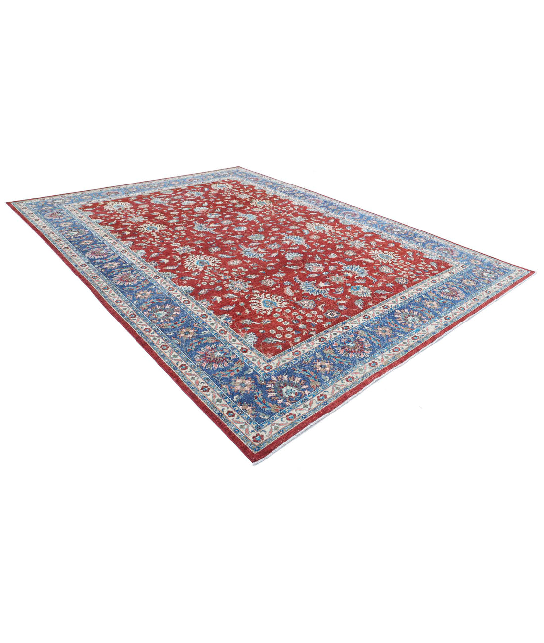 Ziegler 9'9'' X 13'2'' Hand-Knotted Wool Rug 9'9'' x 13'2'' (293 X 395) / Red / Blue