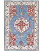 Ziegler 6'4'' X 9'9'' Hand-Knotted Wool Rug 6'4'' x 9'9'' (190 X 293) / Blue / Ivory