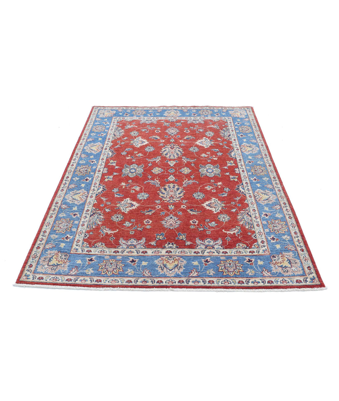 Ziegler 4'10'' X 6'5'' Hand-Knotted Wool Rug 4'10'' x 6'5'' (145 X 193) / Red / Blue