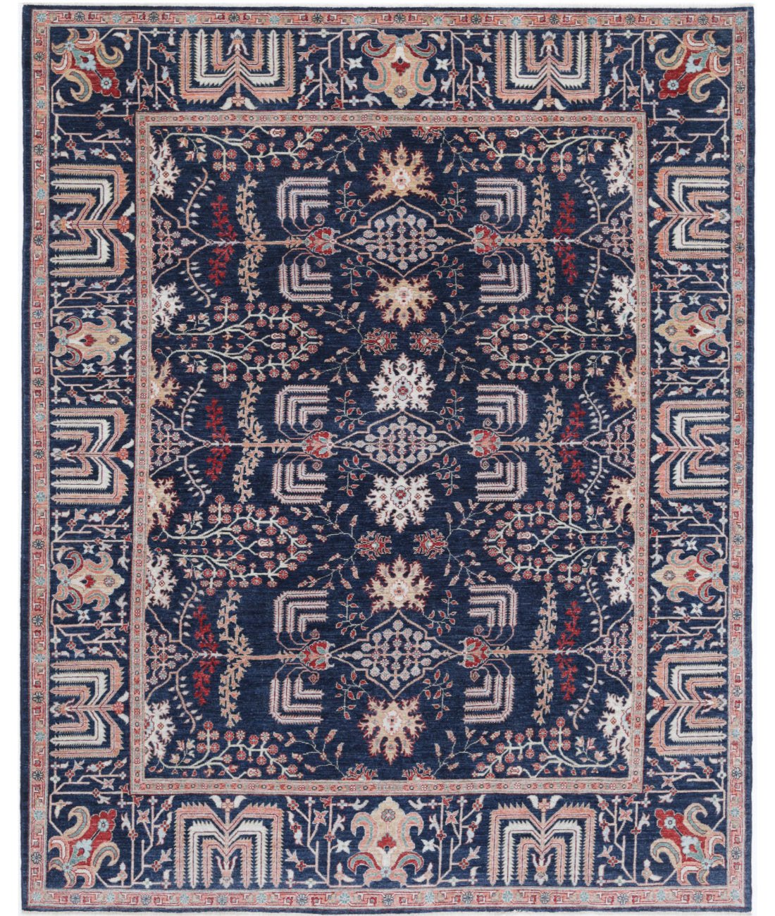 Ziegler 8'3'' X 10'4'' Hand-Knotted Wool Rug 8'3'' x 10'4'' (248 X 310) / Blue / Peach