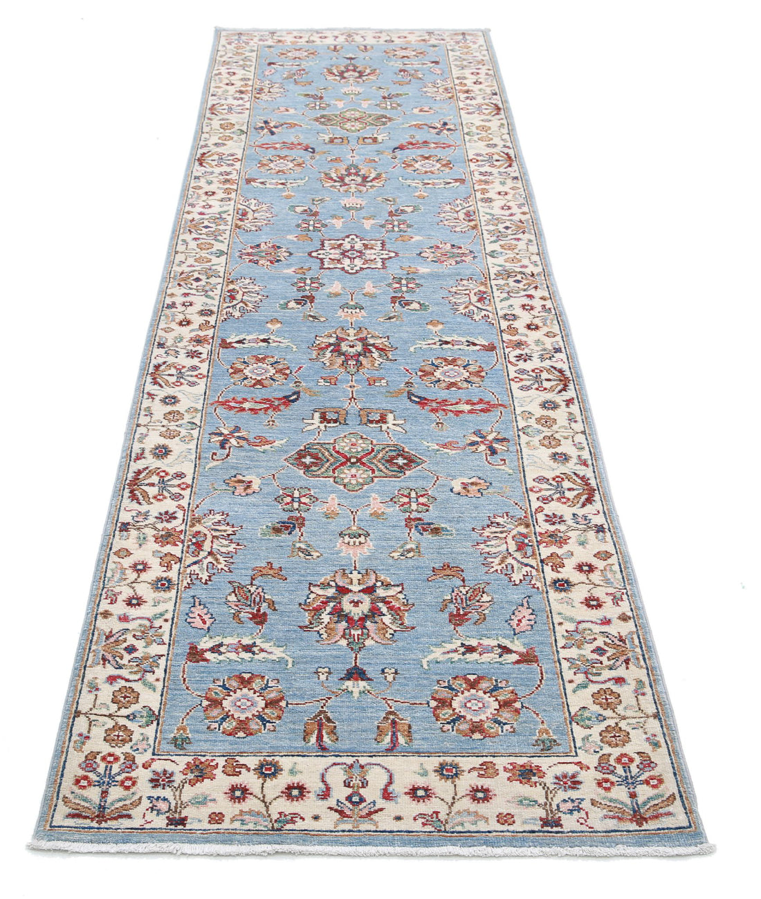 Ziegler 2'8'' X 9'9'' Hand-Knotted Wool Rug 2'8'' x 9'9'' (80 X 293) / Blue / Ivory