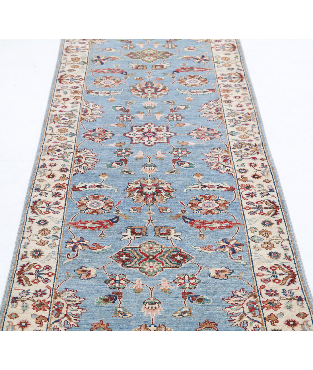 Ziegler 2'8'' X 9'9'' Hand-Knotted Wool Rug 2'8'' x 9'9'' (80 X 293) / Blue / Ivory
