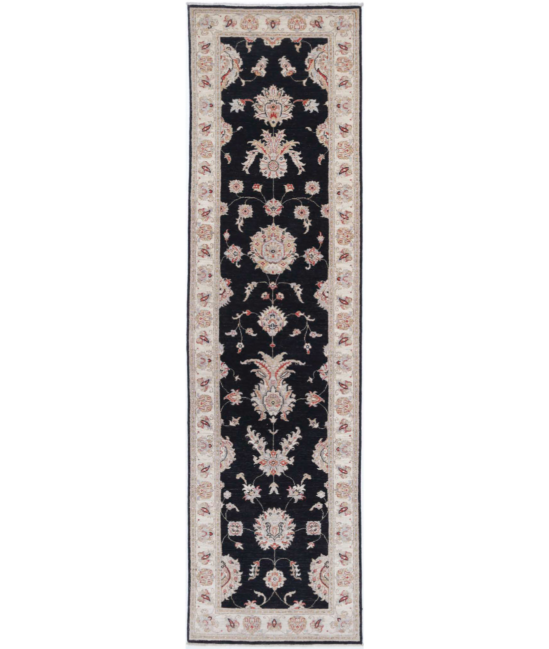 Ziegler 2'6'' X 10'0'' Hand-Knotted Wool Rug 2'6'' x 10'0'' (75 X 300) / Black / Ivory