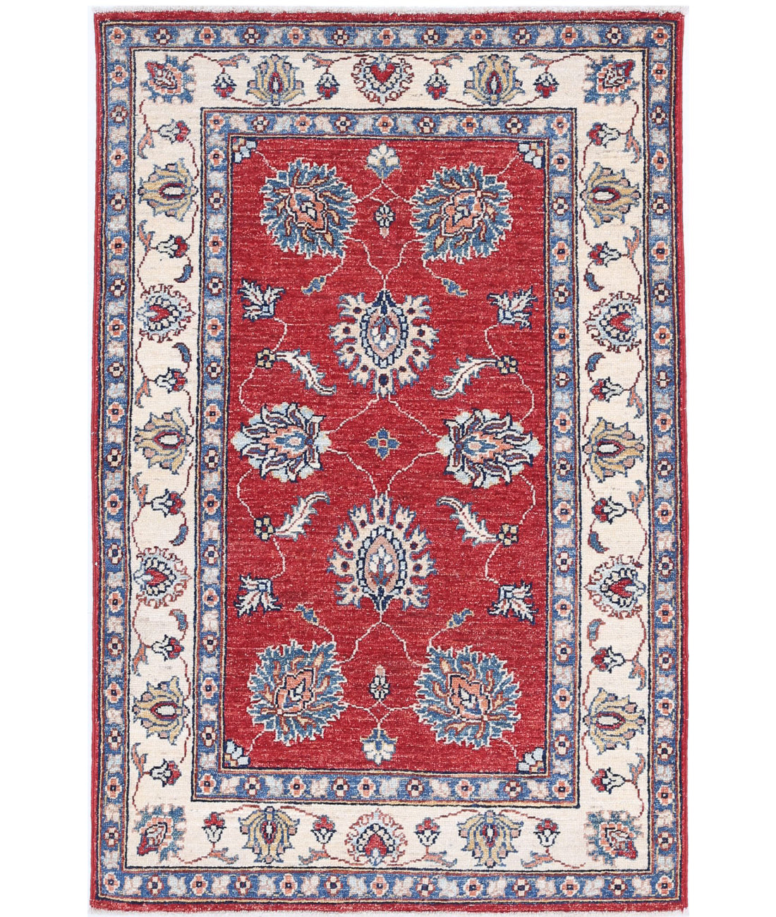 Ziegler 2'9'' X 4'3'' Hand-Knotted Wool Rug 2'9'' x 4'3'' (83 X 128) / Red / Ivory