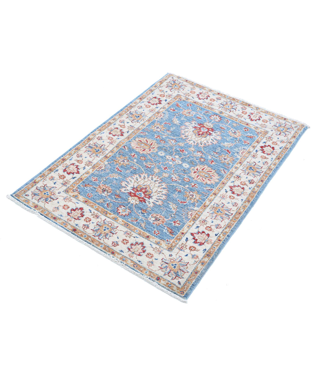 Ziegler 2'7'' X 3'9'' Hand-Knotted Wool Rug 2'7'' x 3'9'' (78 X 113) / Blue / Ivory