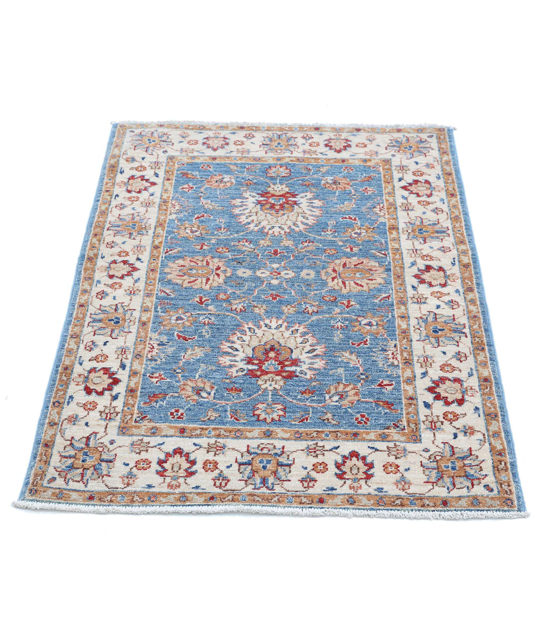 Ziegler 2'7'' X 3'9'' Hand-Knotted Wool Rug 2'7'' x 3'9'' (78 X 113) / Blue / Ivory