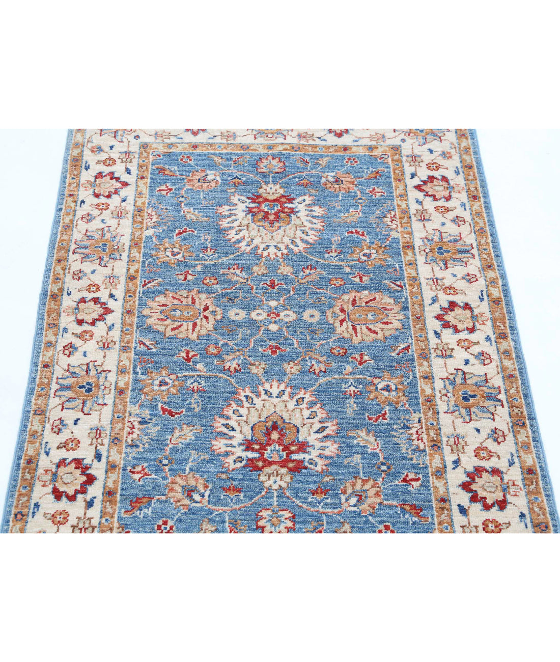 Ziegler 2'7'' X 3'9'' Hand-Knotted Wool Rug 2'7'' x 3'9'' (78 X 113) / Blue / Ivory