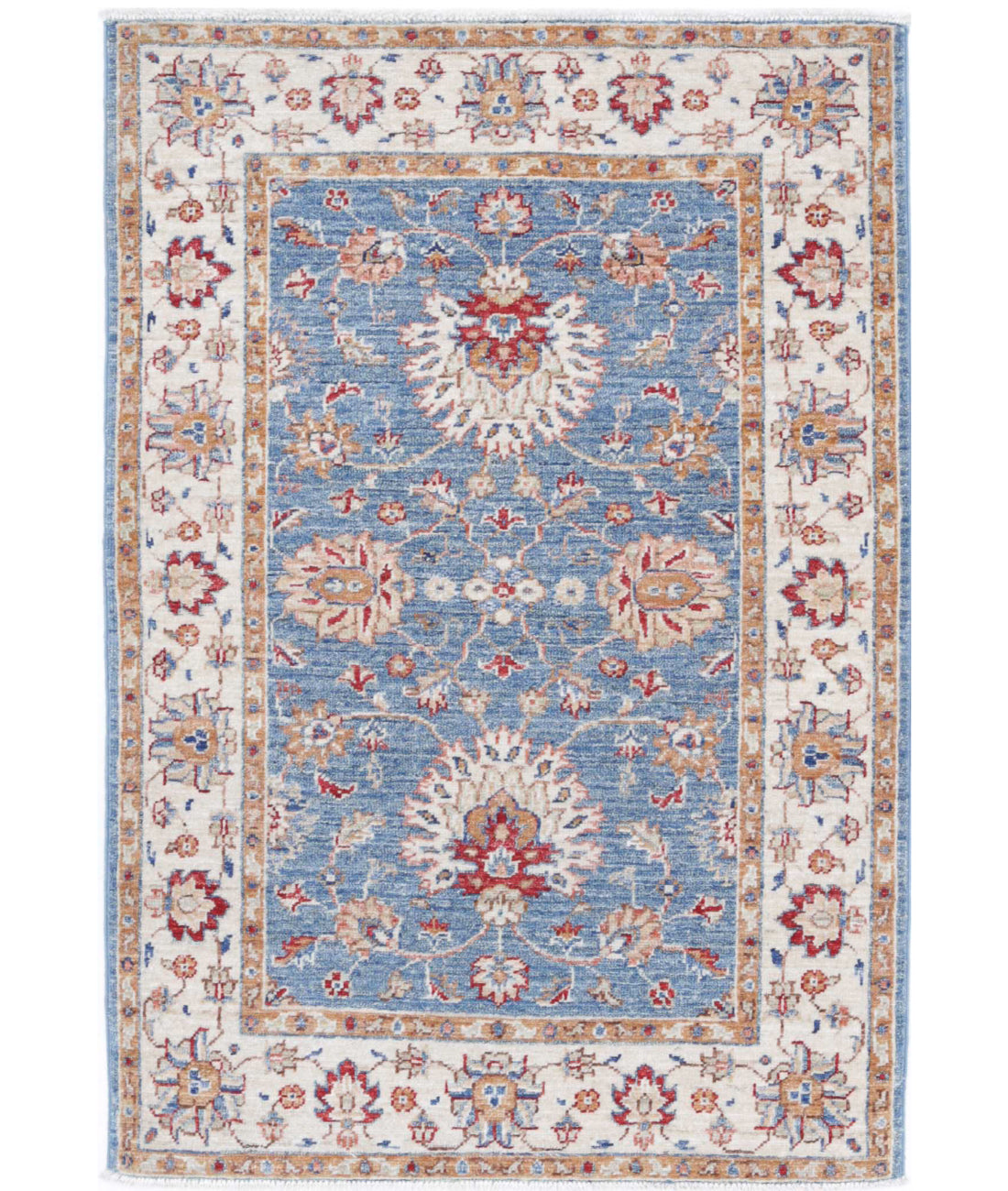 Ziegler 2'7'' X 3'9'' Hand-Knotted Wool Rug 2'7'' x 3'9'' (78 X 113) / Blue / Ivory