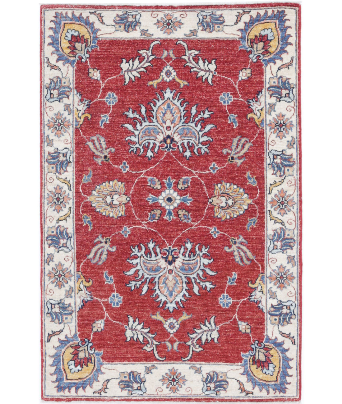 Ziegler 2'9'' X 4'2'' Hand-Knotted Wool Rug 2'9'' x 4'2'' (83 X 125) / Red / Ivory