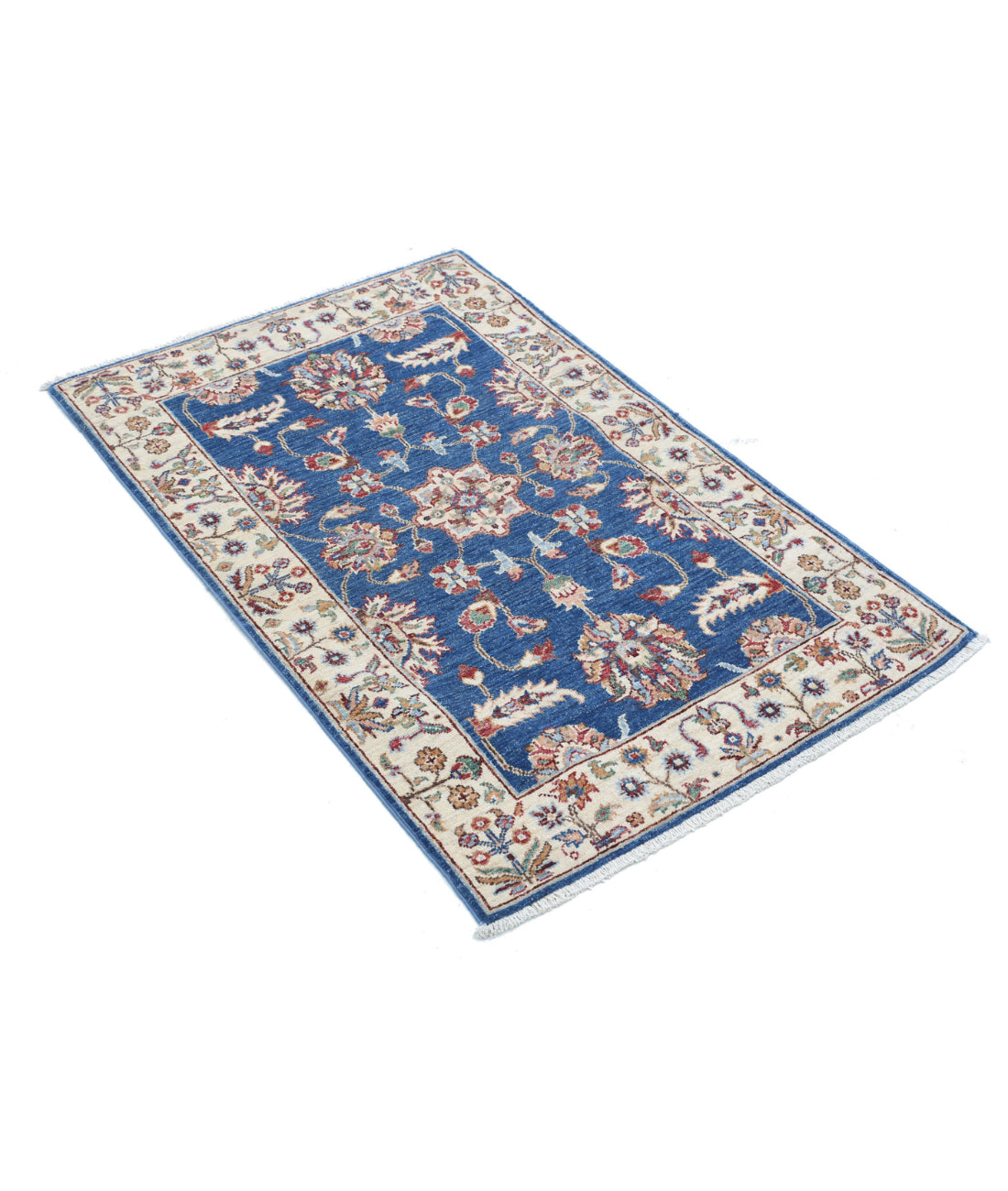 Ziegler 2'7'' X 3'11'' Hand-Knotted Wool Rug 2'7'' x 3'11'' (78 X 118) / Blue / Ivory