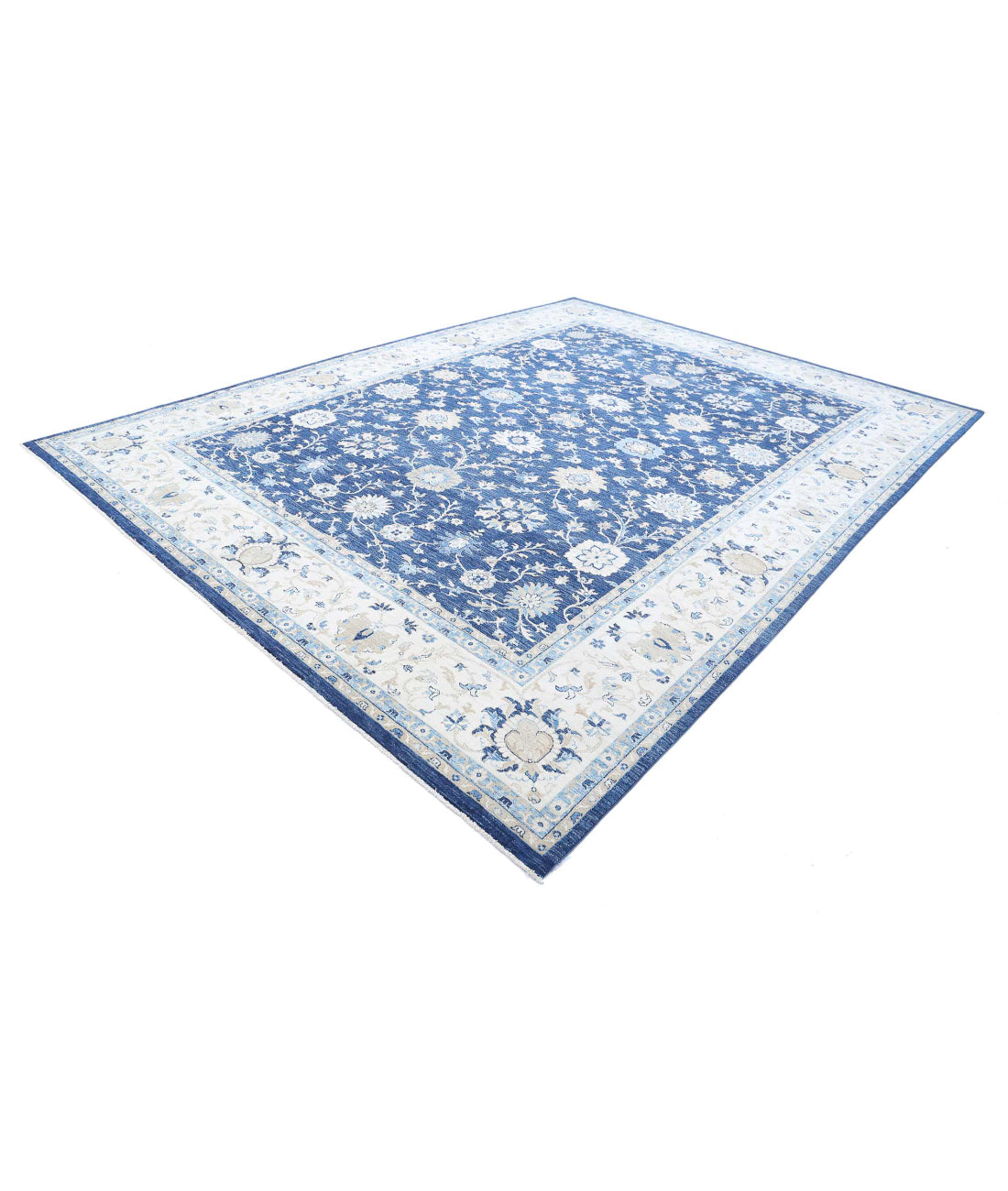 Ziegler 9'11'' X 13'5'' Hand-Knotted Wool Rug 9'11'' x 13'5'' (298 X 403) / Blue / Ivory