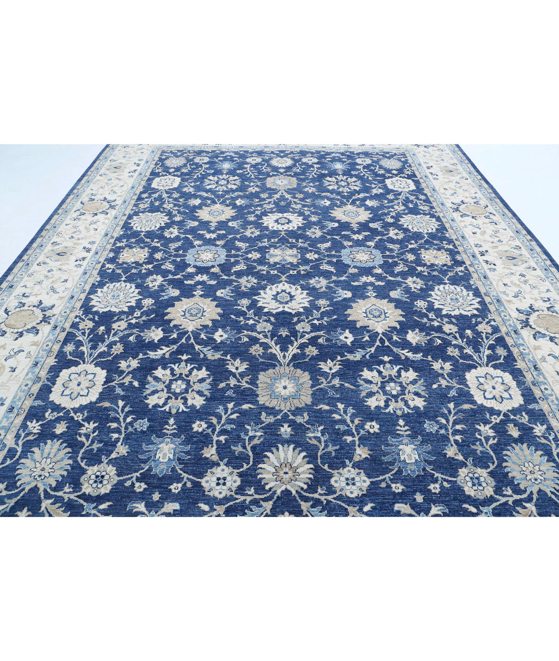 Ziegler 9'11'' X 13'5'' Hand-Knotted Wool Rug 9'11'' x 13'5'' (298 X 403) / Blue / Ivory
