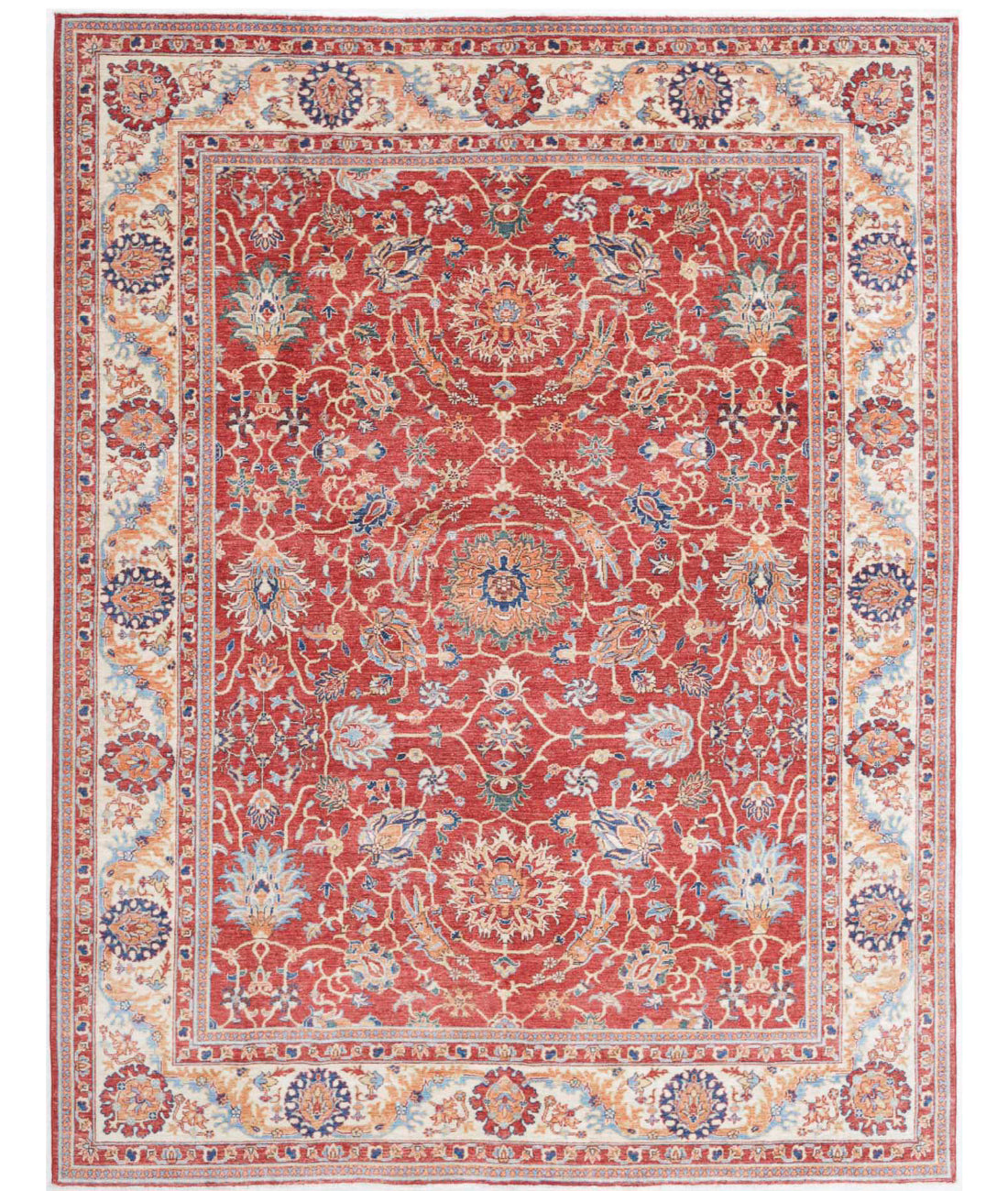 Ziegler 8'0'' X 10'4'' Hand-Knotted Wool Rug 8'0'' x 10'4'' (240 X 310) / Red / Ivory