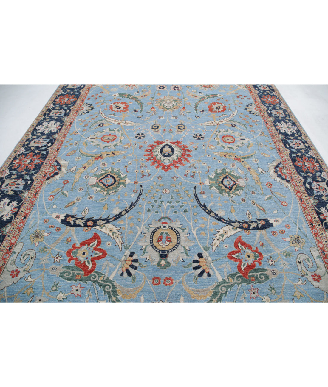 Ziegler 9'0'' X 12'2'' Hand-Knotted Wool Rug 9'0'' x 12'2'' (270 X 365) / Blue / Blue