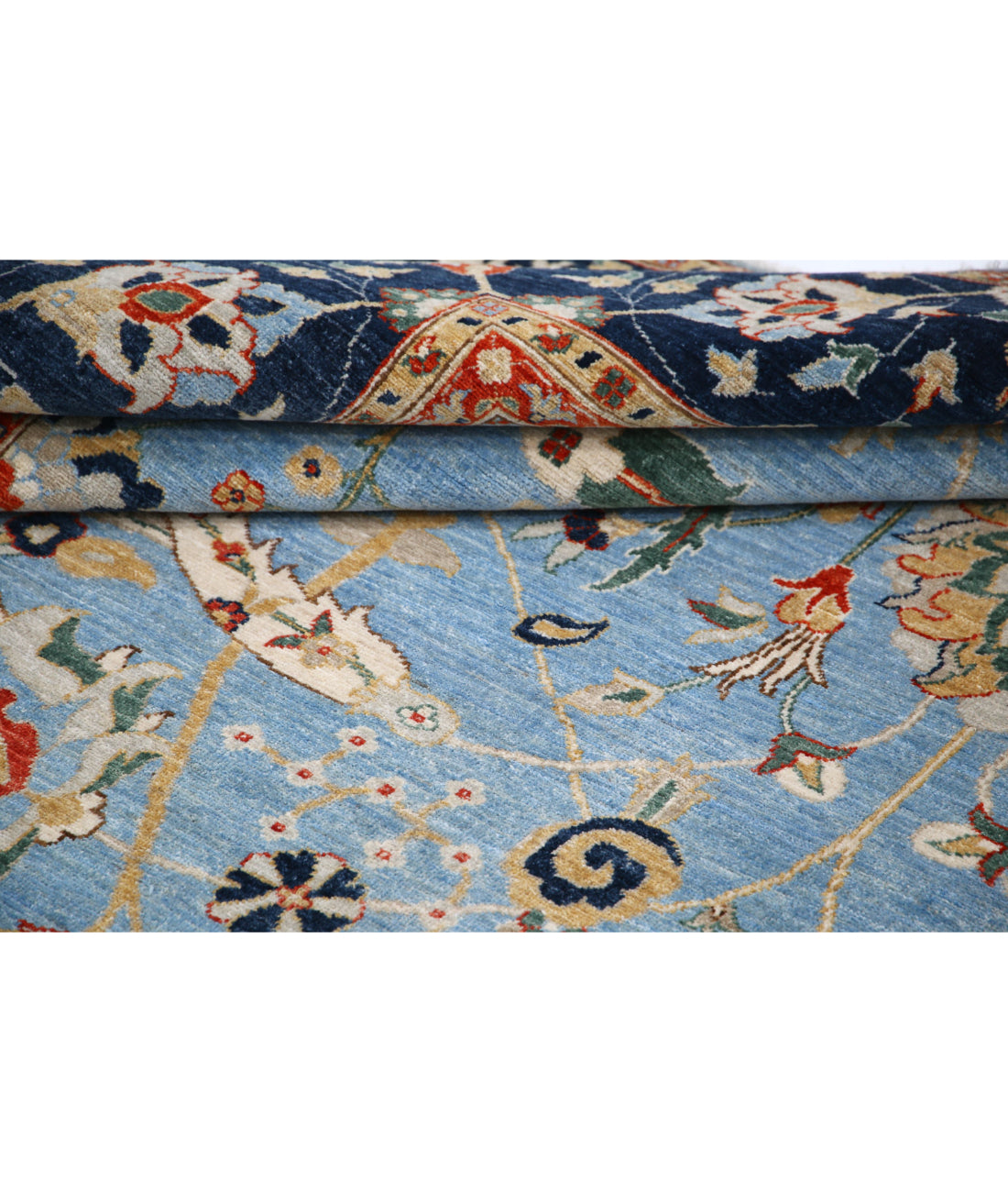 Ziegler 9'0'' X 12'2'' Hand-Knotted Wool Rug 9'0'' x 12'2'' (270 X 365) / Blue / Blue